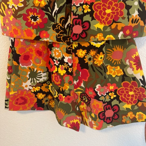 Zara Trafaluc Floral Romper in Green & Orange Small - Picture 9 of 14